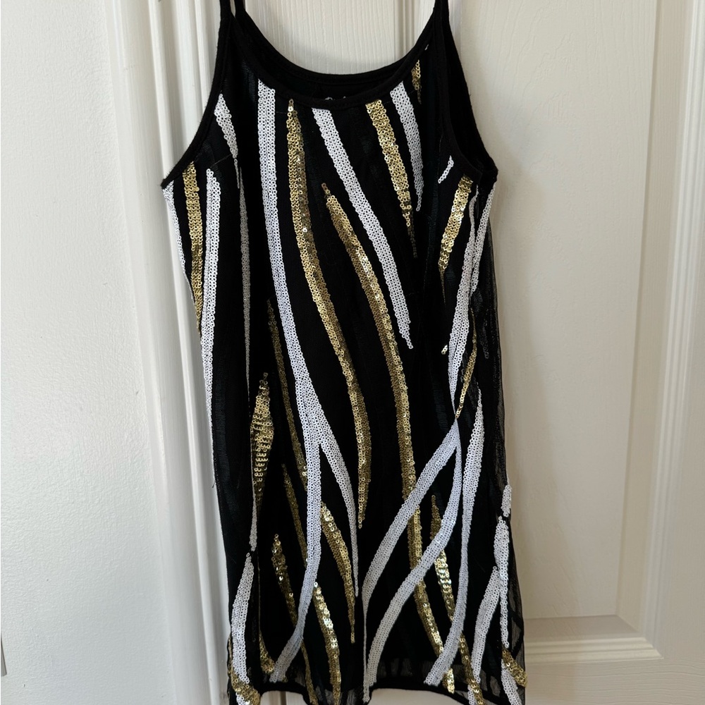 Flowers By Zoe Black and Gold Sequin Party Dress